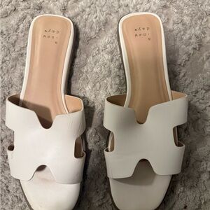 a new day Cream White Cutout Slide Sandals